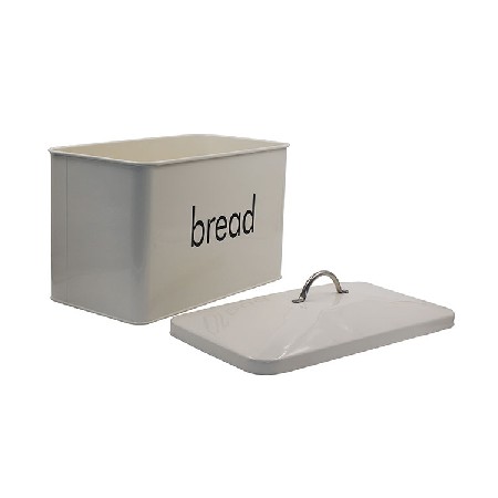 OEM ODM customized white rectangular large capacity kitchen galvanized iron bread box with iron cover